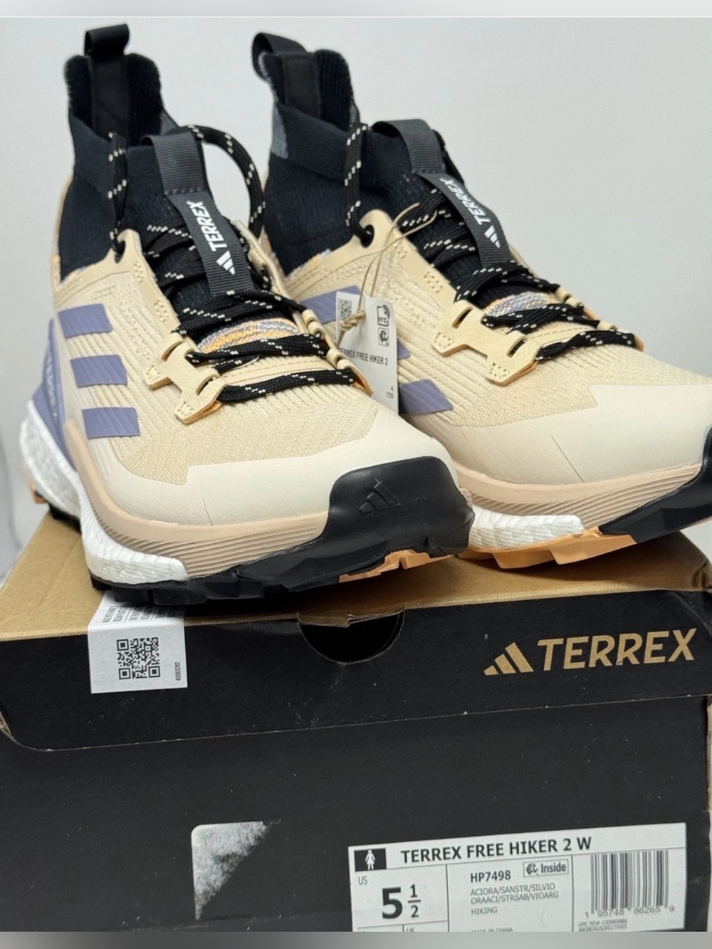NEW Adidas Terrex Free Hiker 2 Women Size 5.5 Boot Acid Org/TanViolt HP7428 NWT